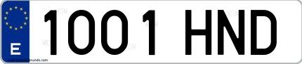 Ejemplo de matrícula española 1001 HND
