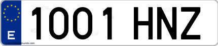 Ejemplo de matrícula de coche ordinaria 1001 HNZ