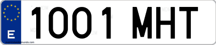 Ejemplo de matrícula de coche ordinaria 1001 MHT