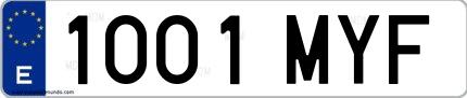 Ejemplo de matrícula española 1001 MYF