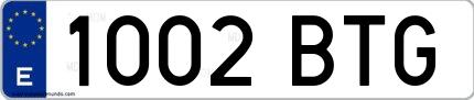 Ejemplo de matrícula española 1002 BTG
