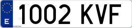Ejemplo de matrícula española 1002 KVF