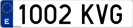 Ejemplo de matrícula de coche ordinaria 1002 KVG