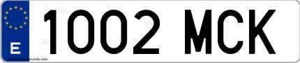 Ejemplo de matrícula española 1002 MCK
