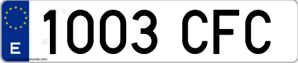 Ejemplo de matrícula de coche ordinaria 1003 CFC