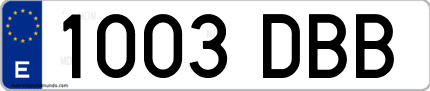 Ejemplo de matrícula de coche ordinaria 1003 DBB