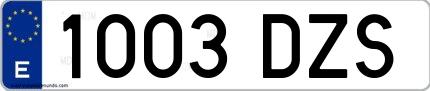 Ejemplo de matrícula española 1003 DZS