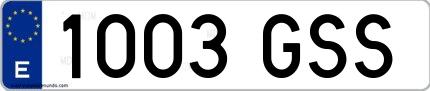 Ejemplo de matrícula española 1003 GSS