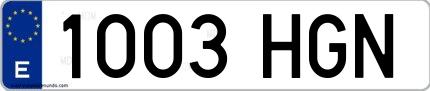 Ejemplo de matrícula española 1003 HGN