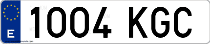 Ejemplo de matrícula de coche ordinaria 1004 KGC