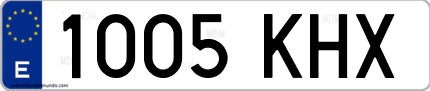 Ejemplo de matrícula de coche ordinaria 1005 KHX