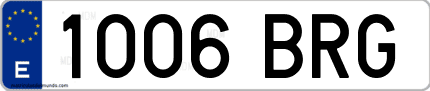 Ejemplo de matrícula de coche ordinaria 1006 BRG