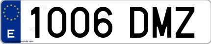 Ejemplo de matrícula española 1006 DMZ