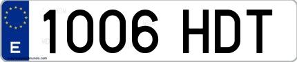 Ejemplo de matrícula española 1006 HDT