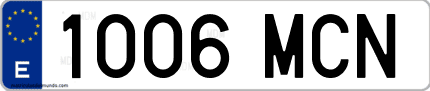 Ejemplo de matrícula de coche ordinaria 1006 MCN
