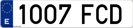 Ejemplo de matrícula de coche ordinaria 1007 FCD