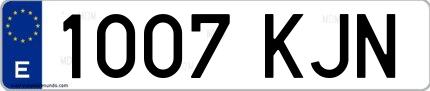 Ejemplo de matrícula española 1007 KJN
