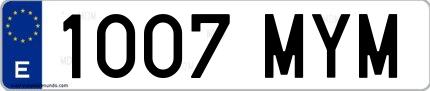 Ejemplo de matrícula española 1007 MYM