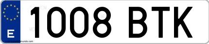 Ejemplo de matrícula española 1008 BTK