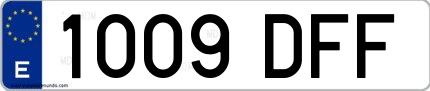Ejemplo de matrícula española 1009 DFF