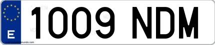 Ejemplo de matrícula española 1009 NDM