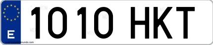 Ejemplo de matrícula española 1010 HKT