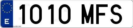 Ejemplo de matrícula española 1010 MFS