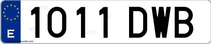 Ejemplo de matrícula española 1011 DWB