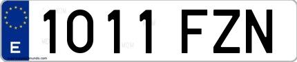 Ejemplo de matrícula española 1011 FZN