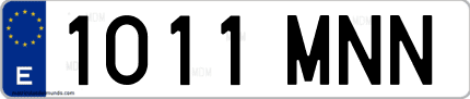 Ejemplo de matrícula de coche ordinaria 1011 MNN