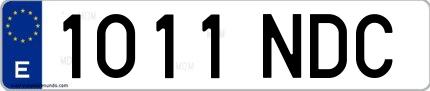 Ejemplo de matrícula española 1011 NDC