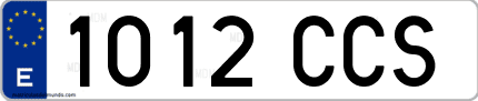 Ejemplo de matrícula de coche ordinaria 1012 CCS