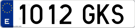 Ejemplo de matrícula de coche ordinaria 1012 GKS