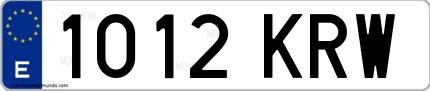 Ejemplo de matrícula española 1012 KRW