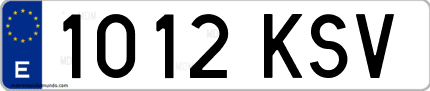 Ejemplo de matrícula de coche ordinaria 1012 KSV