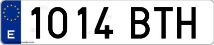 Ejemplo de matrícula española 1014 BTH