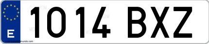 Ejemplo de matrícula española 1014 BXZ