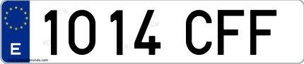 Ejemplo de matrícula española 1014 CFF
