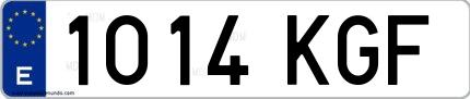 Ejemplo de matrícula española 1014 KGF