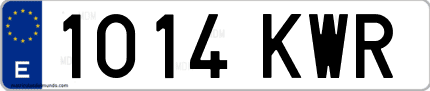 Ejemplo de matrícula de coche ordinaria 1014 KWR