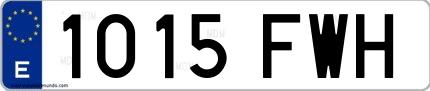 Ejemplo de matrícula española 1015 FWH