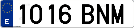 Ejemplo de matrícula de coche ordinaria 1016 BNM