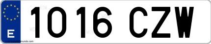 Ejemplo de matrícula española 1016 CZW