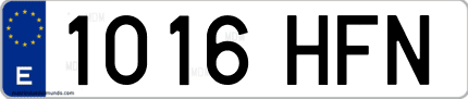 Ejemplo de matrícula de coche ordinaria 1016 HFN