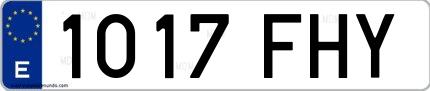 Ejemplo de matrícula española 1017 FHY
