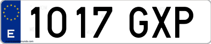 Ejemplo de matrícula de coche ordinaria 1017 GXP