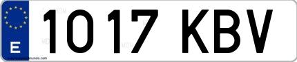 Ejemplo de matrícula española 1017 KBV