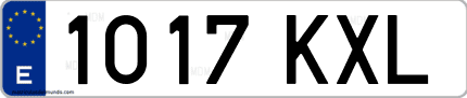Ejemplo de matrícula de coche ordinaria 1017 KXL