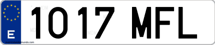 Ejemplo de matrícula de coche ordinaria 1017 MFL