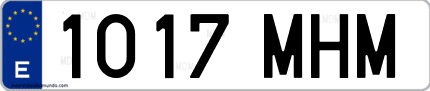 Ejemplo de matrícula de coche ordinaria 1017 MHM